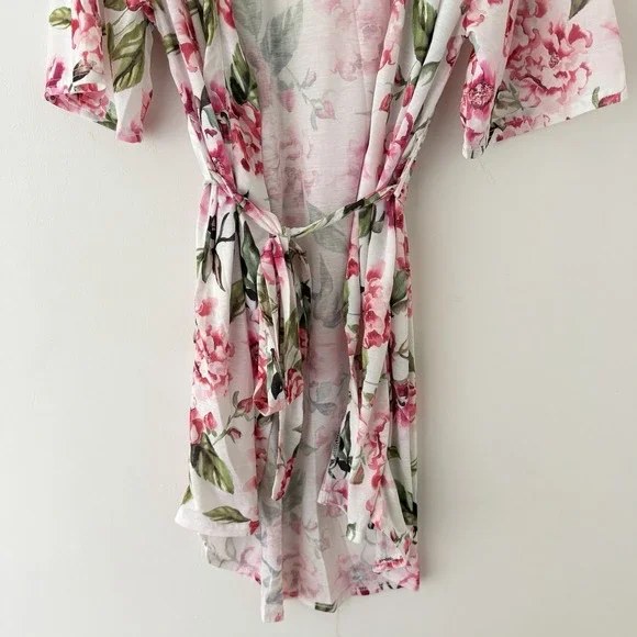 Show Me Your Mumu Belted Robe One Size Pink Floral Casual Wrap Cozy Feminine - Picture 4 of 7